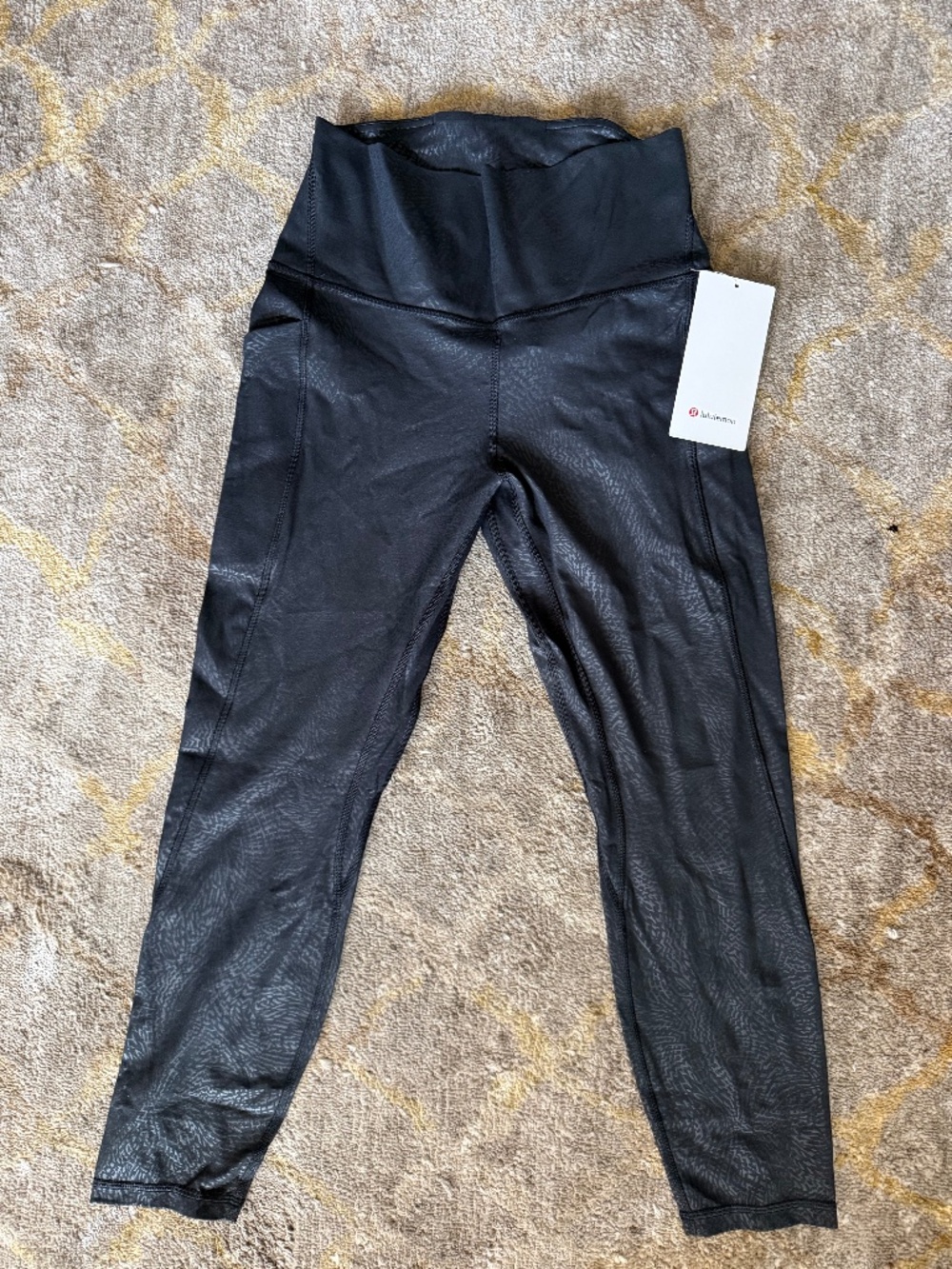 NWT Lululemon Align High Rise Pant Pockets 25” Ripple Emboss Black 10